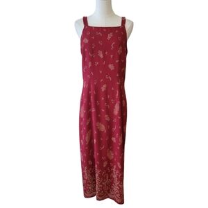 Eddie Bauer Russet Red Sleeveless Floral Maxi Dress Size 10 Petite